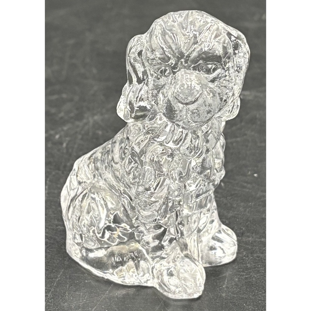 Vtg 25% Lead Crystal Glass Dog Puppy Cocker Spaniel Figurine 3.25"